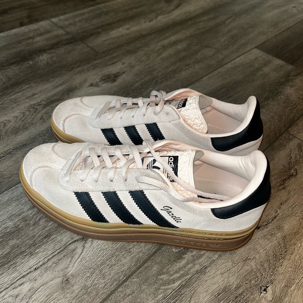 Adidas Women's Gazelle Sneakers - Black and Light Pink with Platform Gum Sole